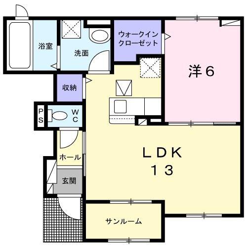 ローザ・ヴィレII(1LDK/1階)の間取り写真