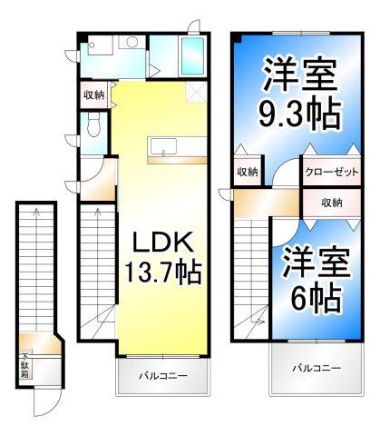 カーサグランデ(2LDK/2階)の間取り写真