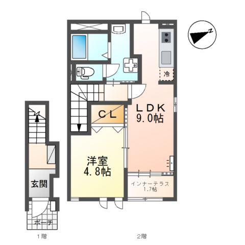 ASSEMBLE(1LDK/2階)の間取り写真