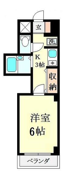 サンメゾンヒラニ5(1K/4階)の間取り写真