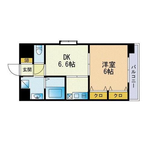 セレーノ姪浜(1DK/2階)の間取り写真