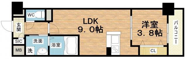 リアライズ小路駅前(1LDK/3階)の間取り写真