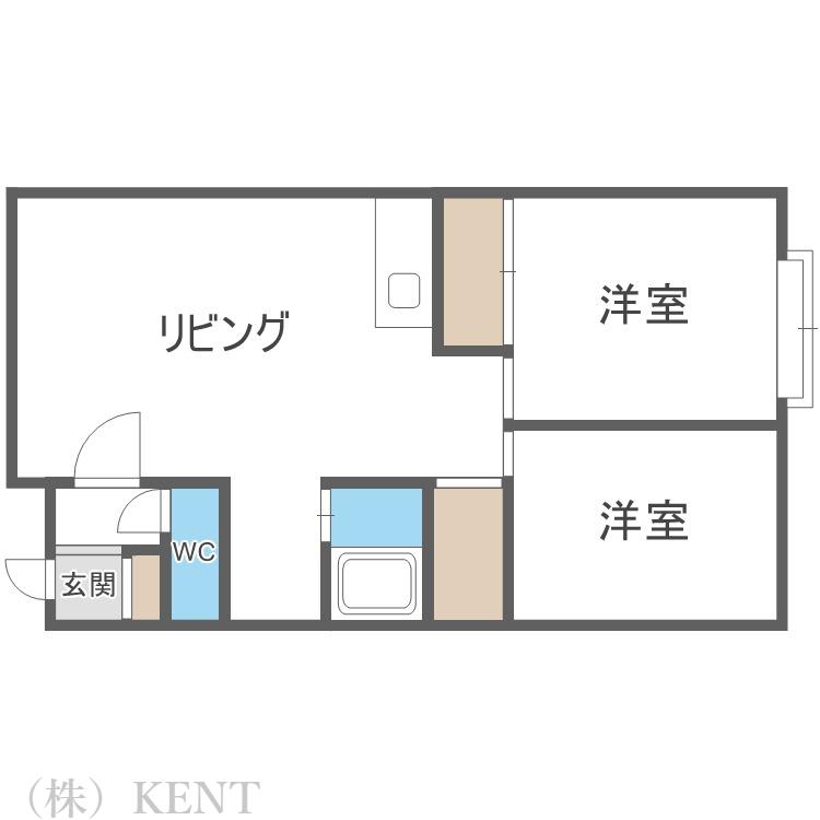 グランフルーヴ西野(2LDK/3階)の間取り写真