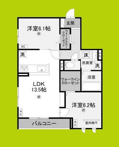 パサログランデ浜寺諏訪森III(2LDK/3階)の間取り写真