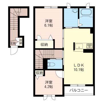 東武東上線 北坂戸駅 徒歩10分 2階建 築16年(2LDK/2階)の間取り写真