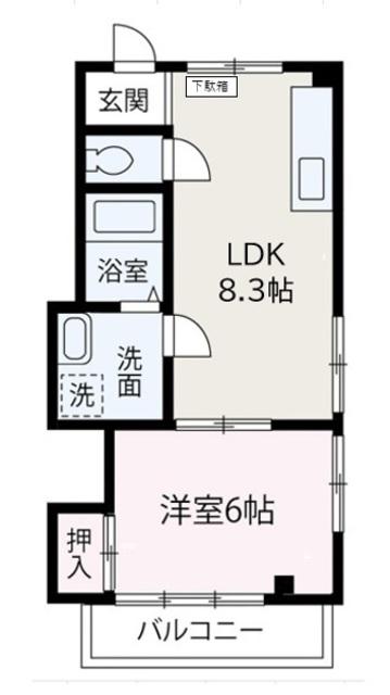 ビッグワンハイツ(1LDK/3階)の間取り写真