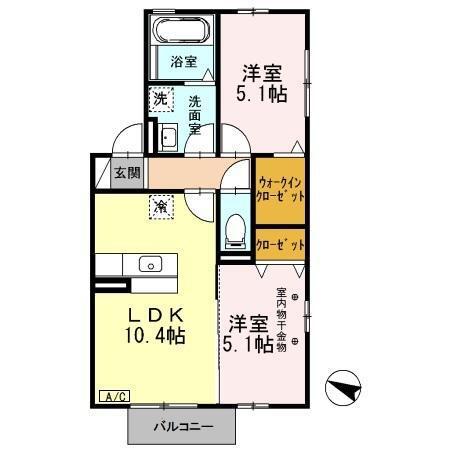 ロイヤル杉道(2LDK/1階)の間取り写真