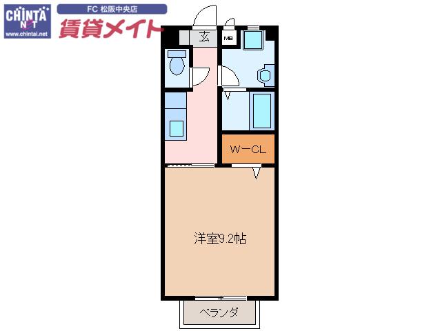 ユウェンタース(1K/2階)の間取り写真