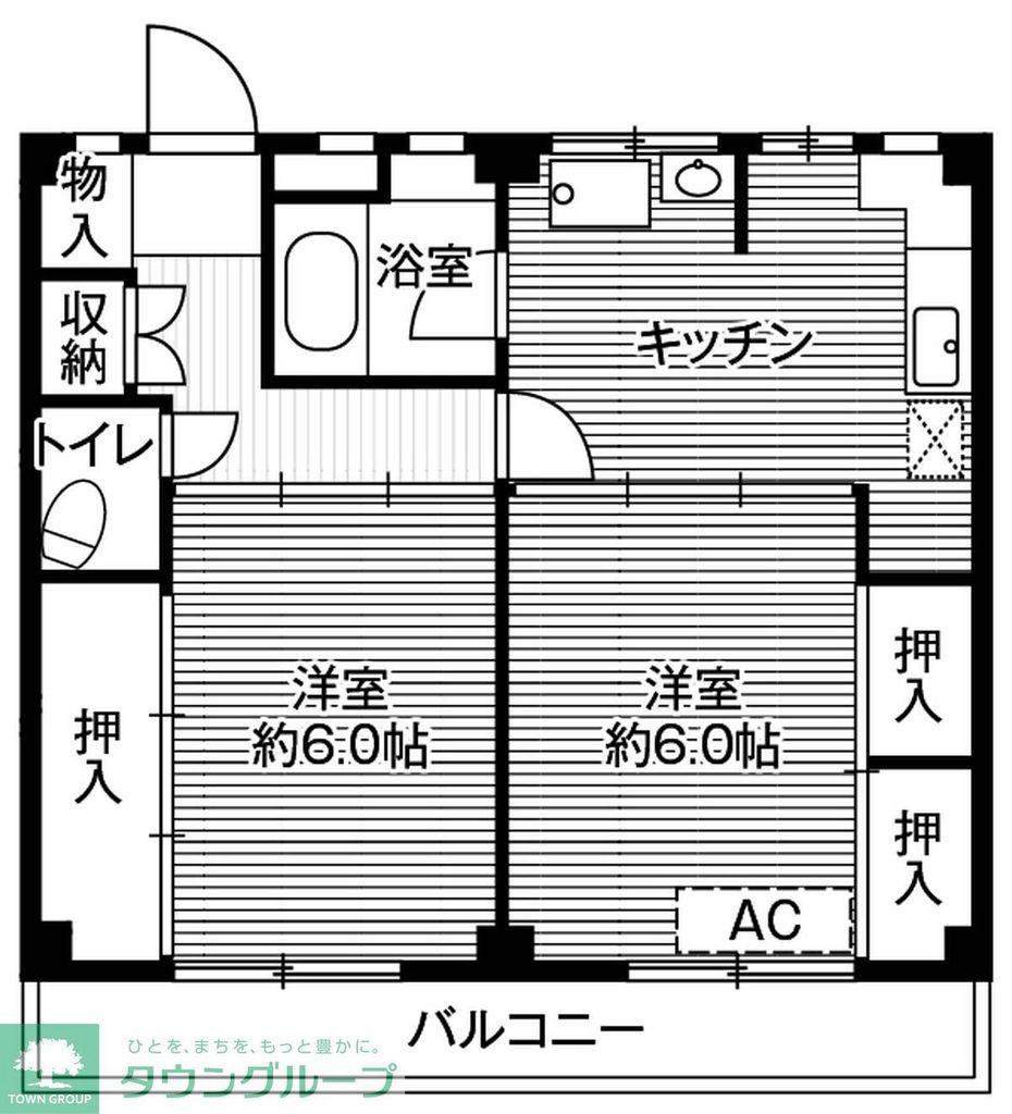 ビレッジハウス根岸2(2DK/4階)の間取り写真