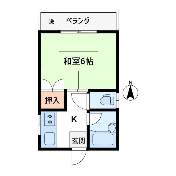 石塚ビル(1K/2階)の間取り写真
