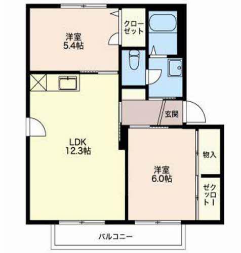 パル田園(2LDK/2階)の間取り写真