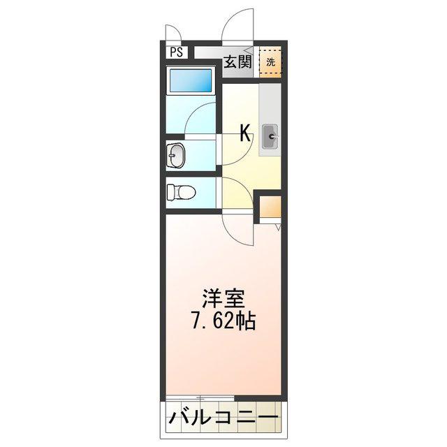 ＪＲ阪和線 東貝塚駅 徒歩8分 2階建 築23年(1K/1階)の間取り写真