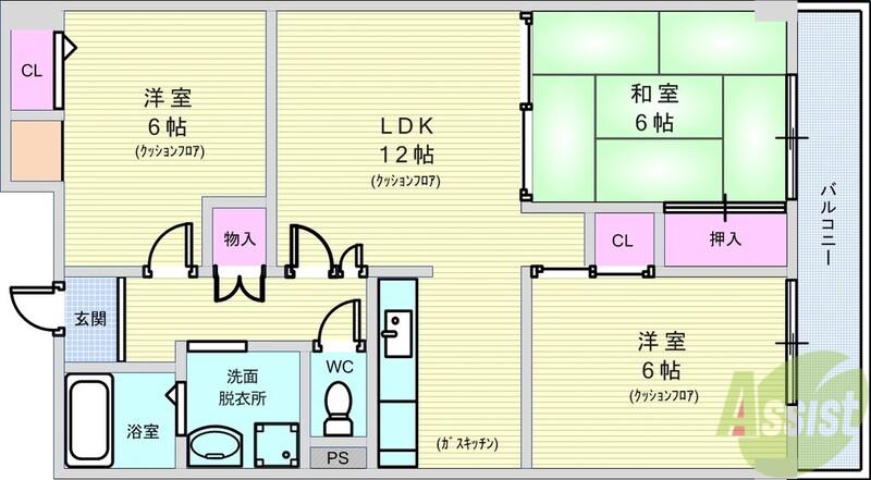 ヴァンベール向丘(3LDK/4階)の間取り写真