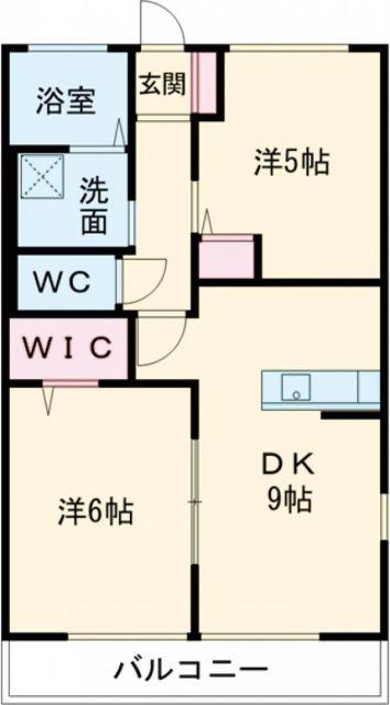 エスポワール(2DK/2階)の間取り写真