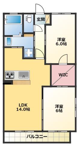 GRANDIR原島(2LDK/4階)の間取り写真