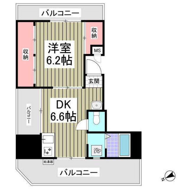 エスティドミール(1K/4階)の間取り写真