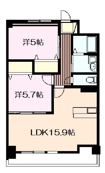 サムティ熊本近見I(2LDK/8階)の間取り写真
