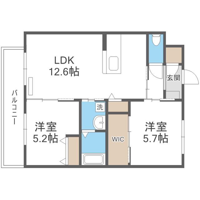 SUN PEARL HILLS(2LDK/3階)の間取り写真