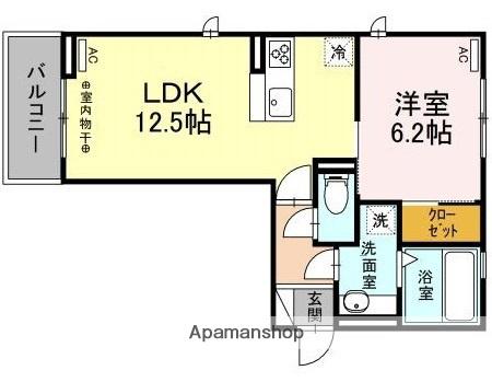 ラ・フェリーチェ I(1LDK/3階)の間取り写真