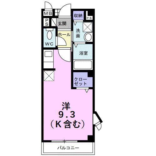 ラピスラズリ(ワンルーム/2階)の間取り写真