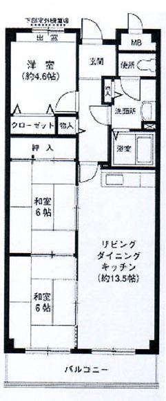 メープル霞ヶ丘(3LDK/2階)の間取り写真