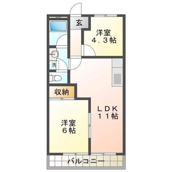ハイコーポ清風(2LDK/2階)の間取り写真