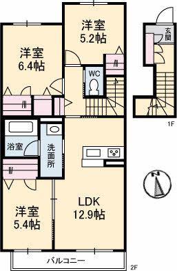 シャーメゾン池園(3LDK/2階)の間取り写真