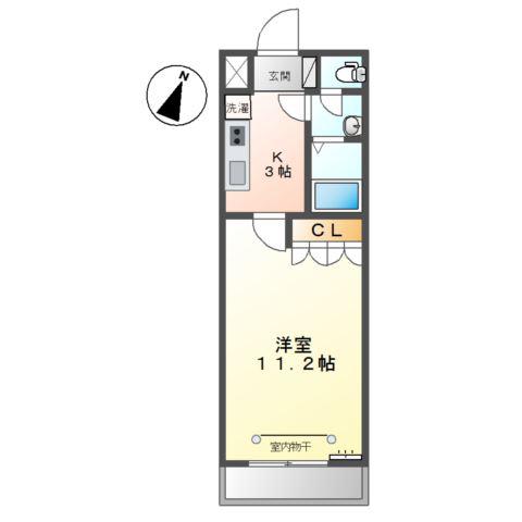 プランドール(1K/1階)の間取り写真