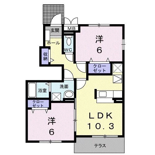 アンソリューム(2LDK/1階)の間取り写真