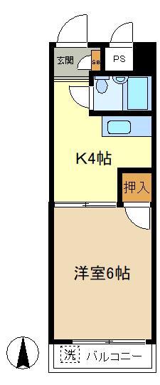 クレール南麻布(1K/1階)の間取り写真