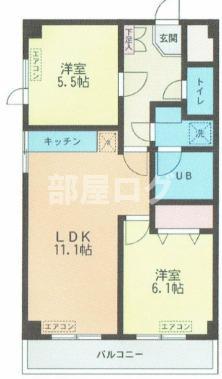 朝日西五反田マンション(2LDK/11階)の間取り写真