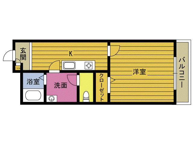エールトベーレ(1K/1階)の間取り写真