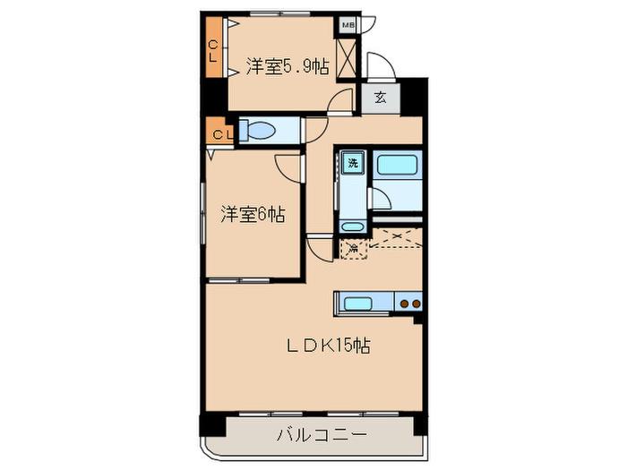 グリーンパレス東大曽根(2LDK/8階)の間取り写真