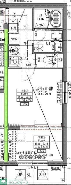ラヴィエール住吉駅前(2K/3階)の間取り写真