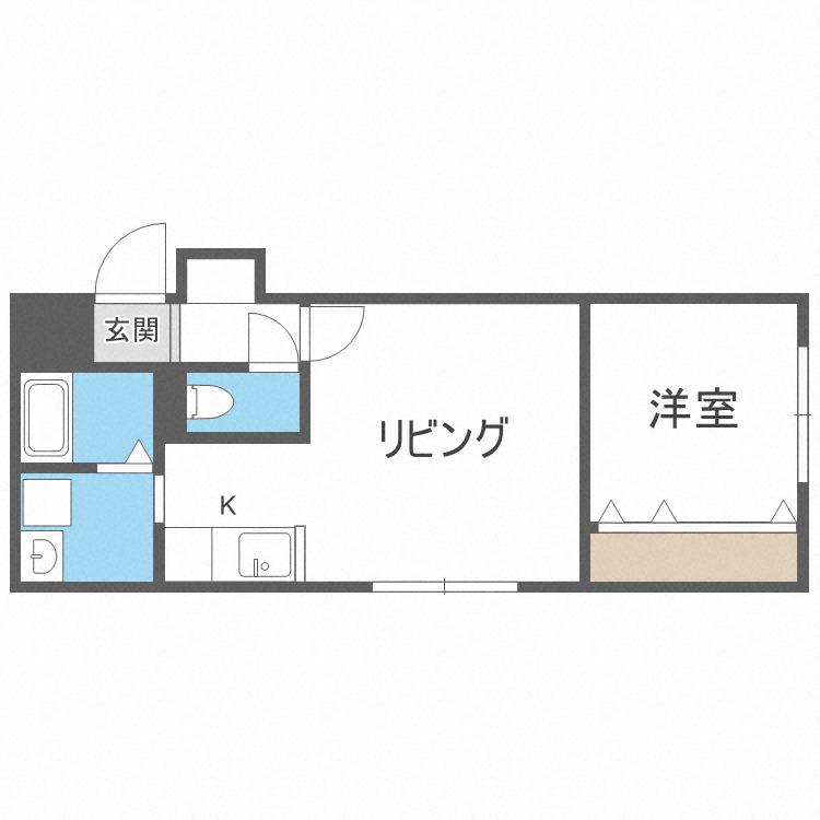 G・P・S本通(1LDK/2階)の間取り写真