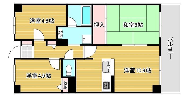 コムロワイヤル姫路幸町(3LDK/6階)の間取り写真