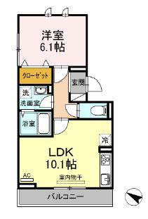 D-ROOM内山I(1LDK/3階)の間取り写真