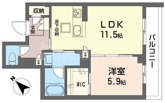 クオリスタ柏東(1LDK/1階)の間取り写真