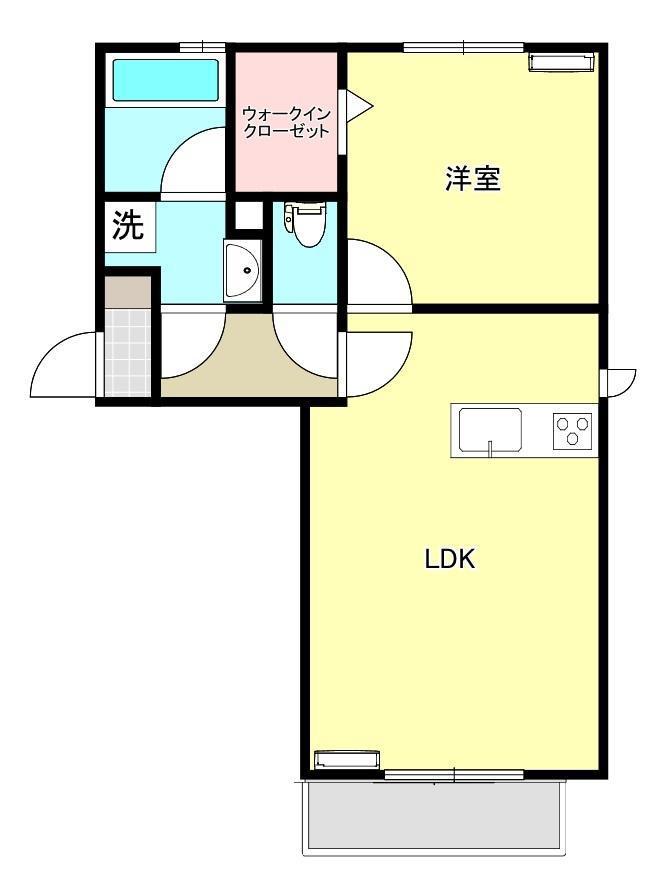 DーROOM新白河 II(1LDK/1階)の間取り写真