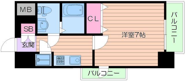 レジュールアッシュ大阪城NORD(1K/4階)の間取り写真