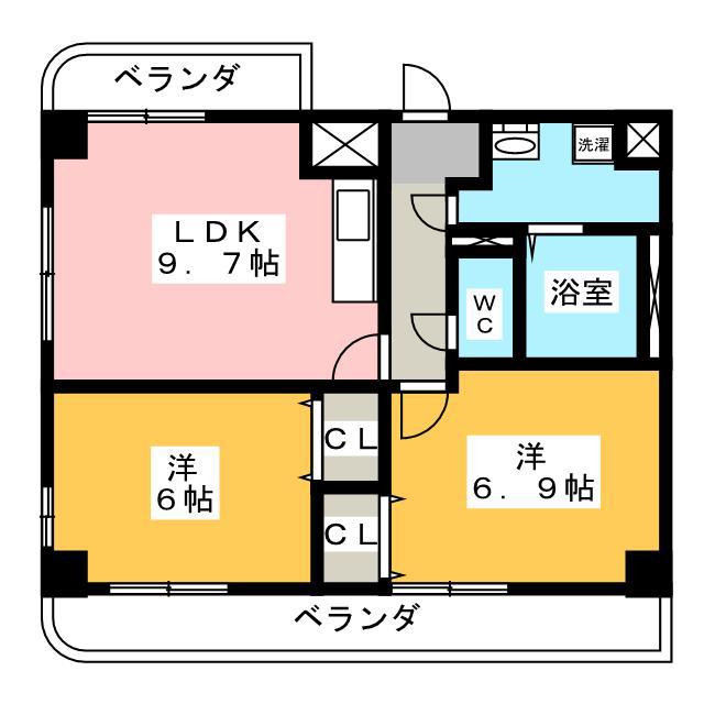 エミュールアサイ(2DK/4階)の間取り写真