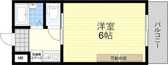 エルジャン夙川(1K/2階)の間取り写真