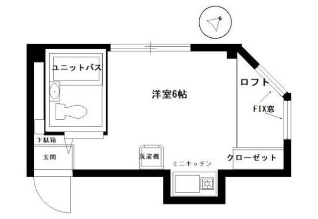 西武池袋線 東長崎駅 徒歩5分 4階建 築35年(ワンルーム/3階)の間取り写真