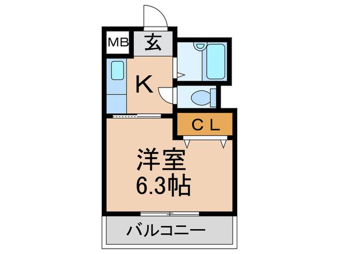 ハウスパーク長居(1K/4階)の間取り写真