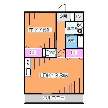 パルファン上野芝2(1LDK/5階)の間取り写真