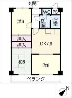 サリテールモリ(3DK/3階)の間取り写真