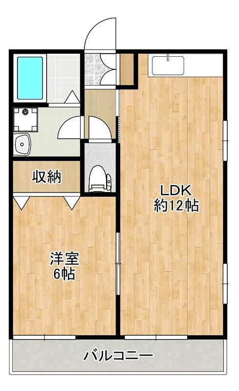 フローラさかえ(1LDK/1階)の間取り写真