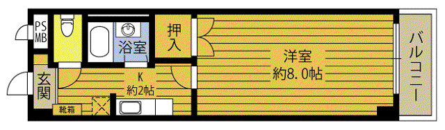 豊後牧ビル(1K/3階)の間取り写真