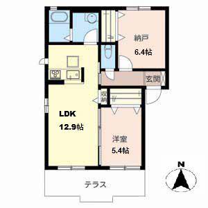 シャーメゾン神市(2LDK/1階)の間取り写真