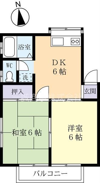 サンハイツK(2DK/1階)の間取り写真